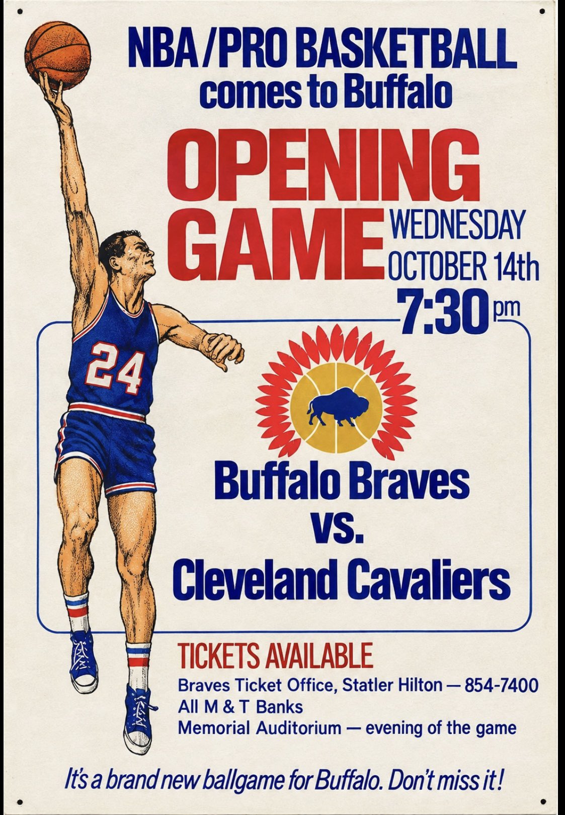 Buffalo Braves first game vs the Cleveland Cavaliers